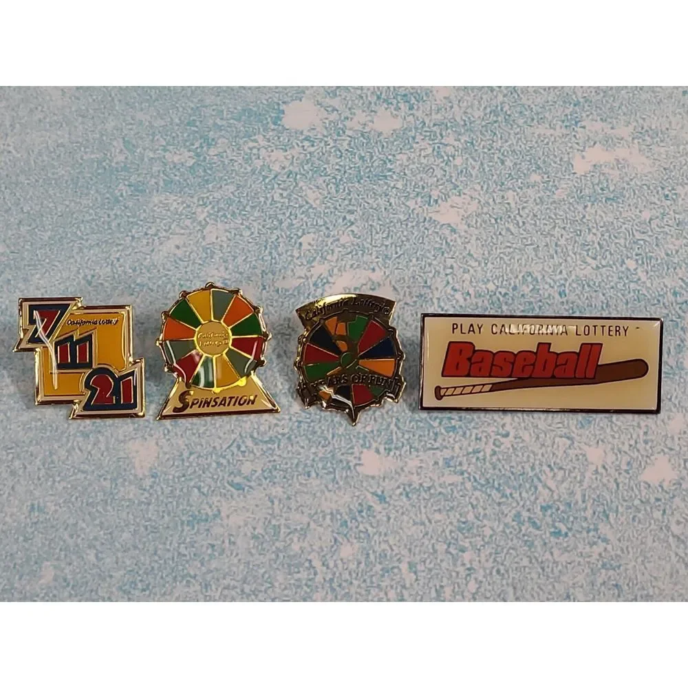 California Lottery Vintage 90s Lapel Hat Pins Lot Of‎ 4